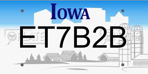 ET7B2B Iowa License Plate