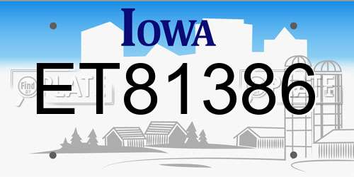 ET81386 Iowa License Plate