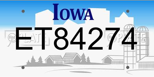 ET84274 Iowa License Plate