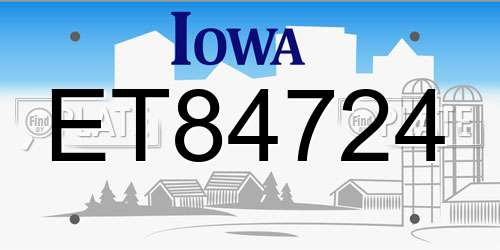 ET84724 Iowa License Plate