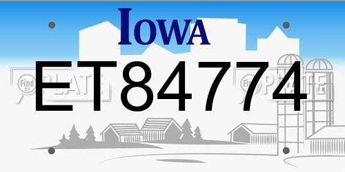 ET84774 Iowa License Plate