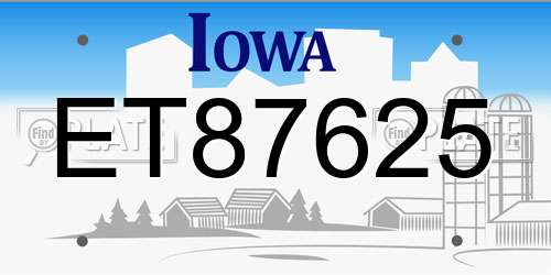 ET87625 Iowa License Plate