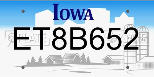 ET8B652 Iowa License Plate