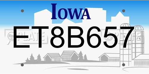ET8B657 Iowa License Plate