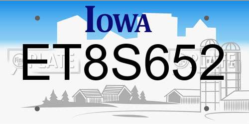 ET8S652 Iowa License Plate