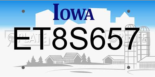 ET8S657 Iowa License Plate
