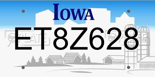 ET8Z628 Iowa License Plate