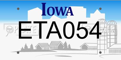 ETA054 Iowa License Plate