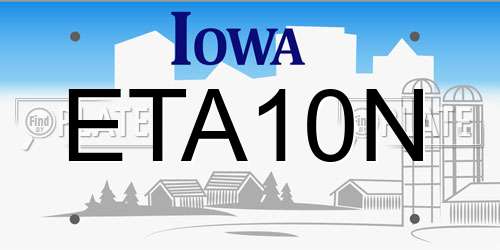 ETA10N Iowa License Plate