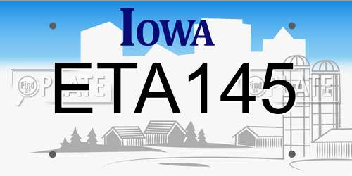 ETA145 Iowa License Plate
