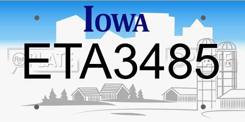 ETA3485 Iowa License Plate