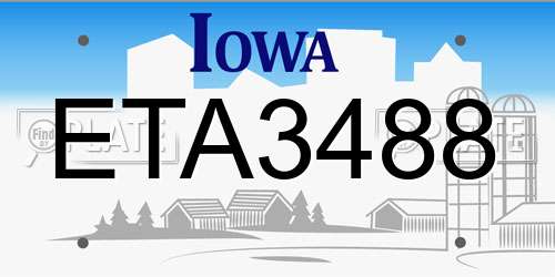 ETA3488 Iowa License Plate