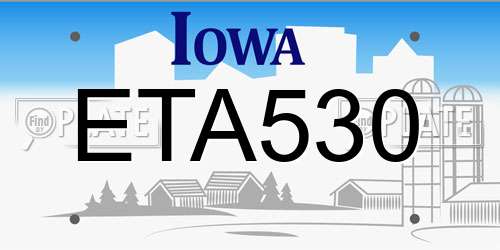 ETA530 Iowa License Plate