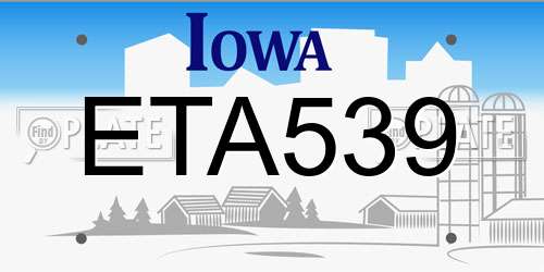 ETA539 Iowa License Plate