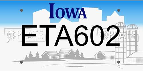 ETA602 Iowa License Plate