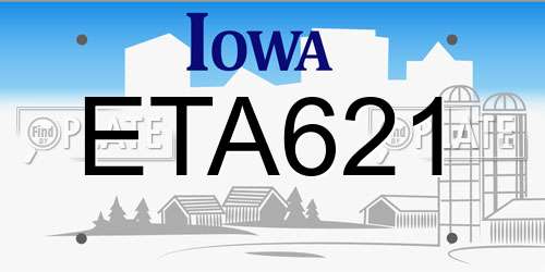 ETA621 Iowa License Plate