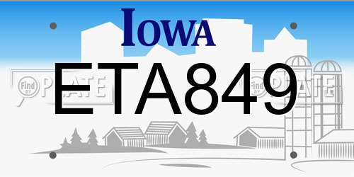 ETA849 Iowa License Plate