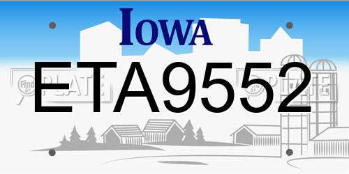 ETA9552 Iowa License Plate