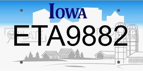 ETA9882 Iowa License Plate