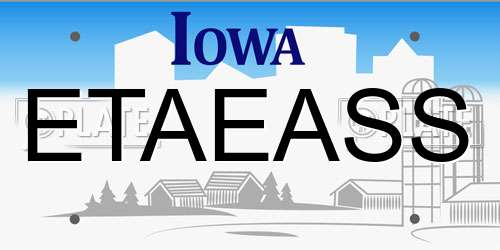 ETAEASS Iowa License Plate