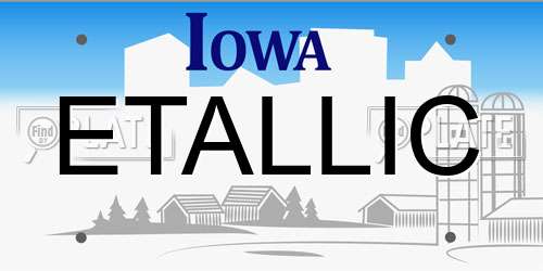 ETALLIC Iowa License Plate