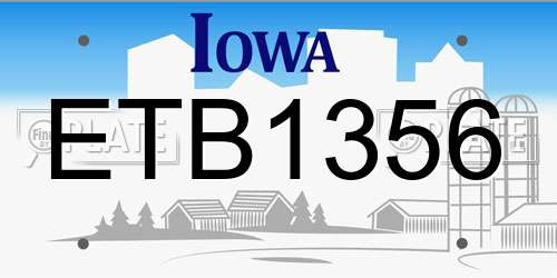 ETB1356 Iowa License Plate