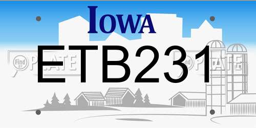 ETB231 Iowa License Plate