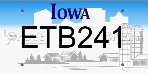 ETB241 Iowa License Plate