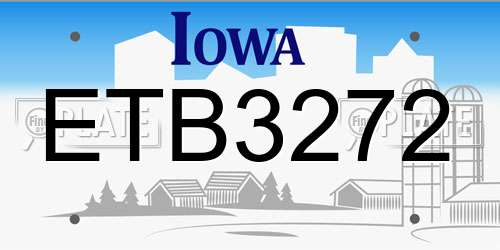 ETB3272 Iowa License Plate