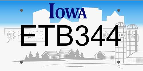 ETB344 Iowa License Plate