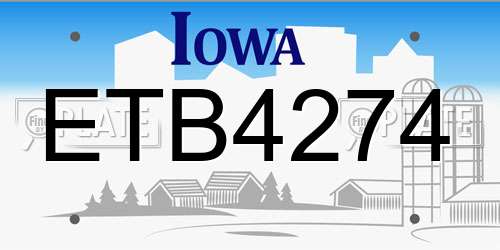 ETB4274 Iowa License Plate