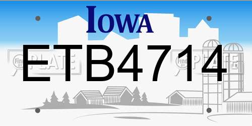 ETB4714 Iowa License Plate
