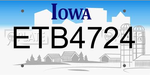 ETB4724 Iowa License Plate