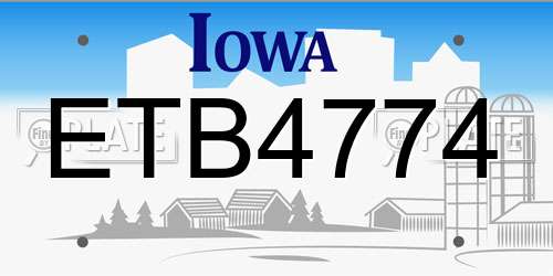 ETB4774 Iowa License Plate