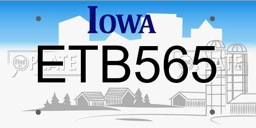 ETB565 Iowa License Plate
