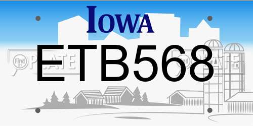 ETB568 Iowa License Plate