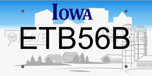 ETB56B Iowa License Plate