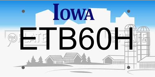 ETB60H Iowa License Plate