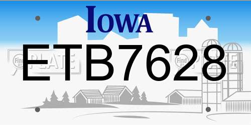 ETB7628 Iowa License Plate