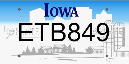 ETB849 Iowa License Plate