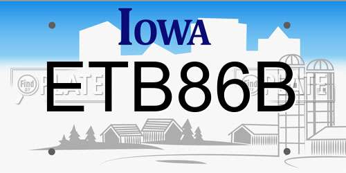 ETB86B Iowa License Plate
