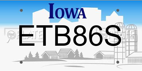 ETB86S Iowa License Plate