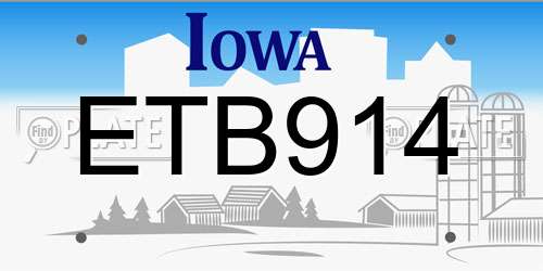 ETB914 Iowa License Plate