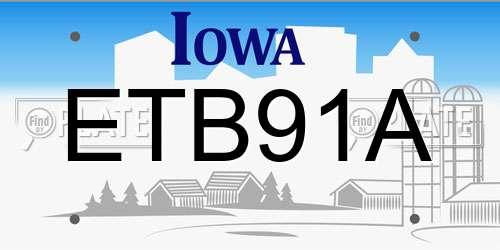 ETB91A Iowa License Plate