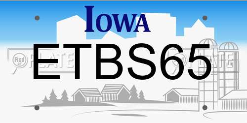 ETBS65 Iowa License Plate