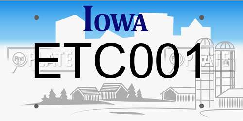 ETC001 Iowa License Plate