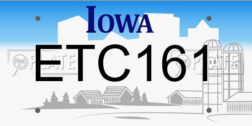 ETC161 Iowa License Plate
