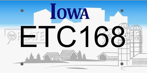 ETC168 Iowa License Plate