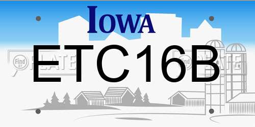 ETC16B Iowa License Plate