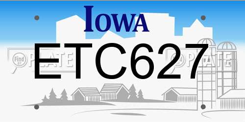 ETC627 Iowa License Plate